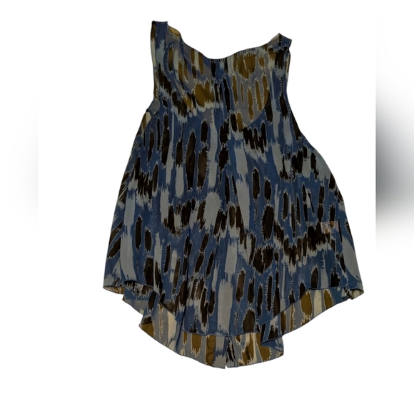 BCBGeneration Blue Abstract Top Print Flowy Lightweight Y2K Dopamine Tank, Large - Picture 2 of 9